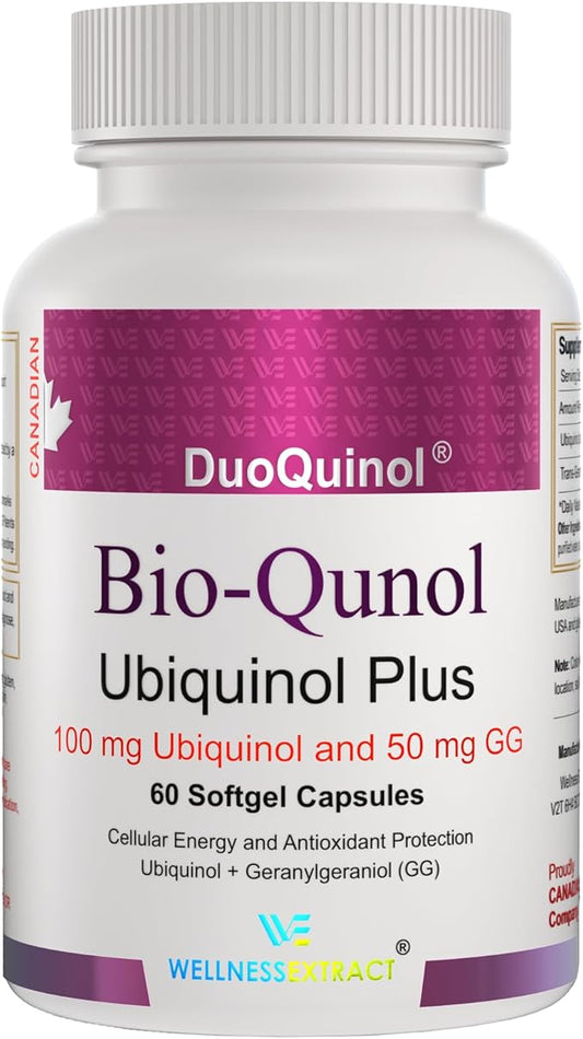 BioQuinol Ubiquinol (CoQ10) with Geranylgeraniol – Master Antioxidant for Heart Health, Cellular Energy 150mg 60 Softgels