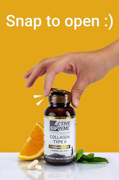 3 Pack Collagen Pills Type 2 for Joint and Cartilage Support - Grass Fed Beef Collagen Hydrolyzed Type 2 Capsules with Vitamin C and Hyaluronic Acid