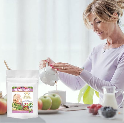 menopause vitamins support - MENOPAUSE TEA FOR WOMEN - herbal supplements for women, ginkgo tea, red clover live plant, cinnamon tea, siberian eleuthero root - 20 Premium Tea Sachets