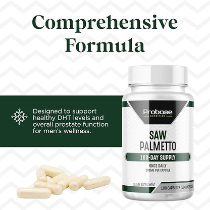 Saw Palmetto Extract Prostate Health Supplement for Men, Supports Prostate, Urinary, and Hair Health, 100 Capsules, 3+ Month Supply