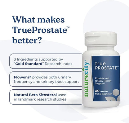 NatureCity True-Prostate Urinary Tract & Prostate Support Supplement for Men's Health Cranberry Extract & Super Beta Prostate Sitosterol Complex 60 Capsules - Prostate Health for Men