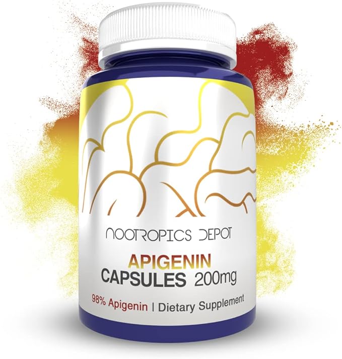 Nootropics Depot Apigenin Capsules | 200mg | 120 Count | >98% Apigenin | Supports Healthy Stress Levels