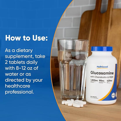 Nutricost Glucosamine 1800mg with Chondroitin & MSM, 240 Tablets, 120 Servings - Non-GMO, Gluten Free