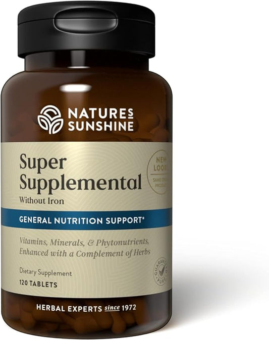 Nature's Sunshine Super Supplemental w/o Iron: Complete Multivitamin with Minerals, Antioxidants & More for Nutritional Gaps, Overall Health, Immune & Energy Support. 120 Tabs
