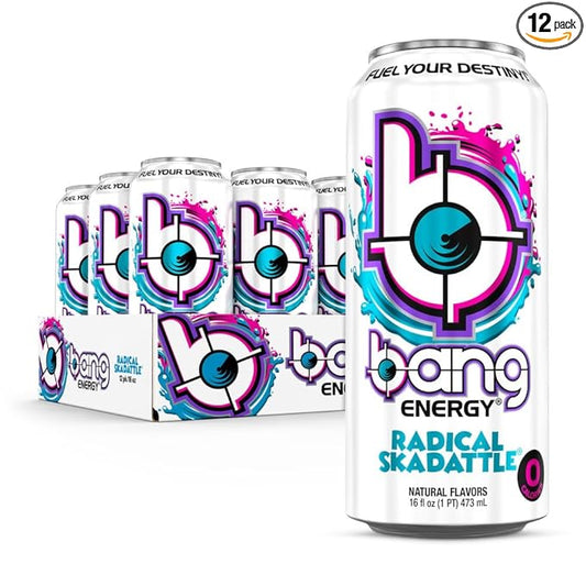 Bang Energy Radical Skadattle, Sugar-Free Energy Drink, 16-Ounce (Pack of 12)