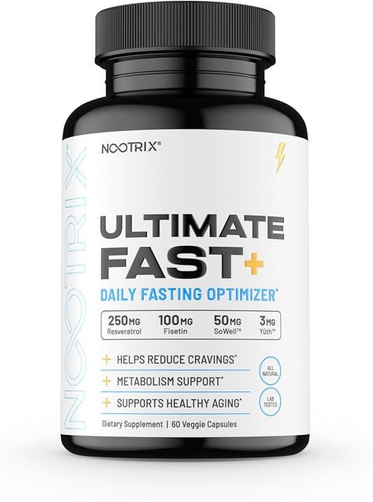 Ultimate Fast | Intermittent Fasting Activator & Accelerator | Supports Metabolism, Energy and Healthy Aging | Resveratrol, Fisetin, Ginkgo Biloba Powder, L-Theanine | 60 Veggie Capsules