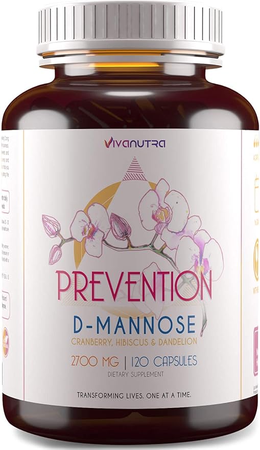 D Mannose Capsules 2000 MG Per Day - With Cranberry Pills for Urinary Tract Infection - Fast-Acting Pills For Bladder Health, UTI, Flush Impurities, d-mannose 4-in-1 Formula for men and women 120CT