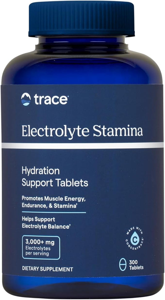 Trace Minerals Electrolyte Stamina - Heart Health & Hydration Support - Electrolyte Supplement Aids Muscle Cramp Relief & Endurance - Mineral Supplement with Magnesium - 300 Tablets (50 Servings)