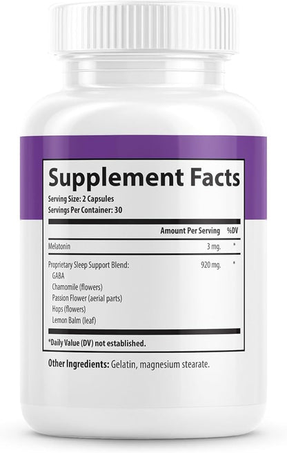 Slēpē Sleep Aid Supplement with Melatonin, GABA, Chamomile Flowers, Passion Flower, Hops, Lemon Balm - Natural Sleep Supplement for Adults for Restful Sleeping