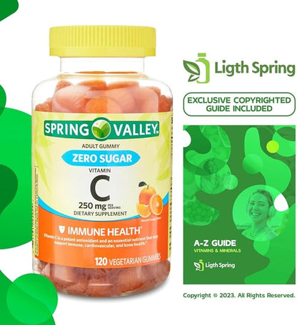 Zero Sugar Vitamin C Gummies Dietary Supplement, 250 mg, 120 Ct Bundle with Exclusive Vitamins & Minerals - A to Z - Better Ligth&Spring Guide