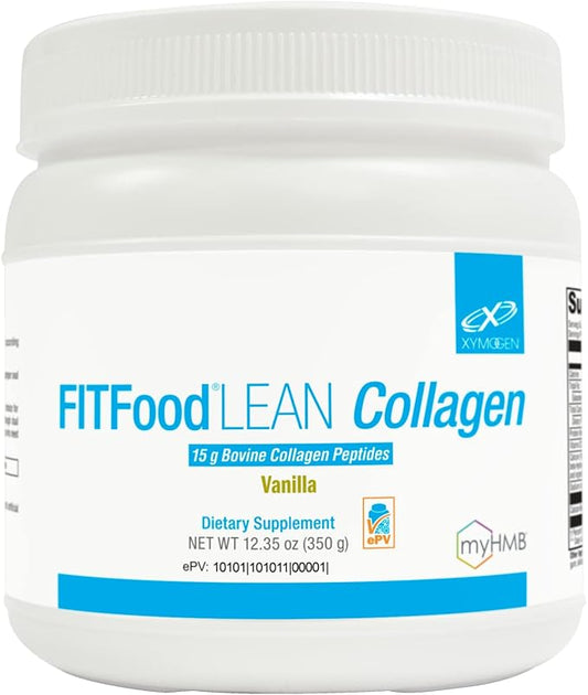 XYMOGEN FIT Food Collagen - Bovine Collagen Peptides Powder with HMB + Vitamin D3-15g Collagen Protein to Support Muscle Recovery & Collagen Production - Vanilla Flavor (12.35 oz)