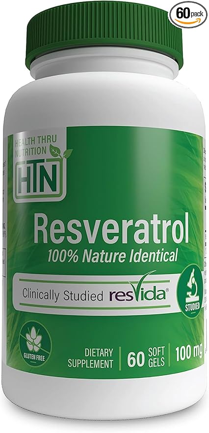 Resveratrol as ResVida 100mg Trans-Resveratrol | Supports Healthy Aging, Cellular Energy Production and Metabolism | Clinically Studied and Gluten Free (Pack of 60)