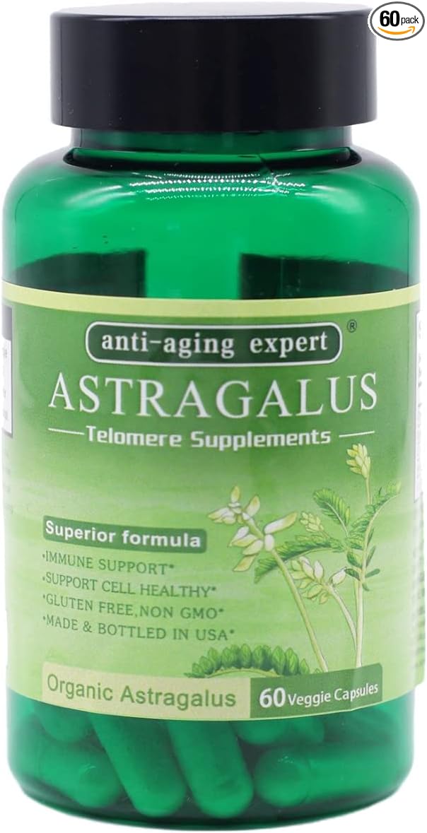Astragalus Root Organic Extract 650mg, Schisandra Berries, Ligustrum Berry, 80% American Ginseng, Immune System Antioxidants Supports, Healthy Aging, Made in USA