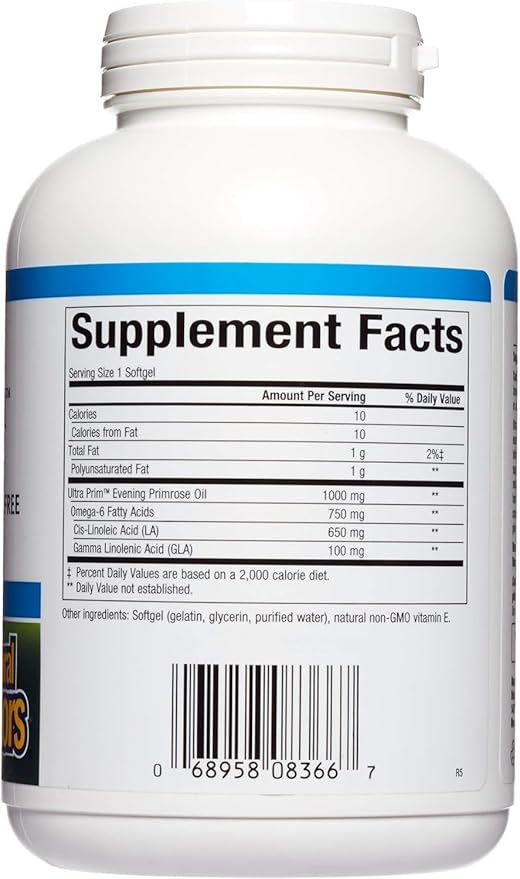 Omega Factors by Natural Factors, Ultra Prim Evening Primrose Oil, Promotes Women's and Immune Health with Omega-6 GLA, 240 softgels (240 servings)