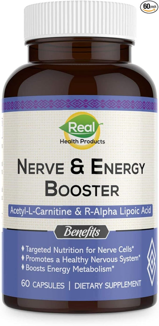 Acetyl L-carnitine 1000mg & R-Alpha Lipoic Acid 300mg Capsules - Nerve & Energy Booster Ala Supplement & Carnitine Supplement - Cardiovascular, Cognitive Function & Antioxidant Support