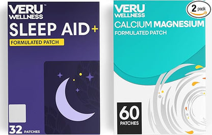 Veru Wellness Duo Lifestyle Patches - Melatonin, Magnesium - Self Adhesive Time Release Topical Patch, 8-10 Hours (32 Day Supply)