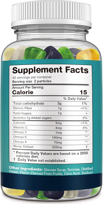 3 Packs Hemp Gummies Extract Strengthen High Potency - Natural Hemp Oil CO2 Extract Sugar Free Made in US