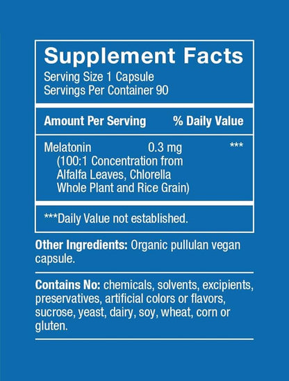 0.3mg – The First Phyto-Melatonin (Natural Plant Melatonin) – 180 Vegan Capsules (180 Day Supply) Low Dose, Natural Sleep Aid and Circadian Rhythm Support…