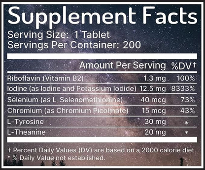 Zen Haus 12.5 mg with Selenium (as Selenomethionine) and More - 200 Tablets - Thyroid Plus Immune Support - High Potency Iodine Tablets - Compare to Lugol's Iodine Pills