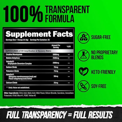 Alpha Lion Superhuman Post Workout Recovery, Muscle Builder Drink, Creatine Powder + More for Lean Muscle Growth, Strength & Volume, Supplement for Women & Men (25 Servings, Gainy Smith Apple)