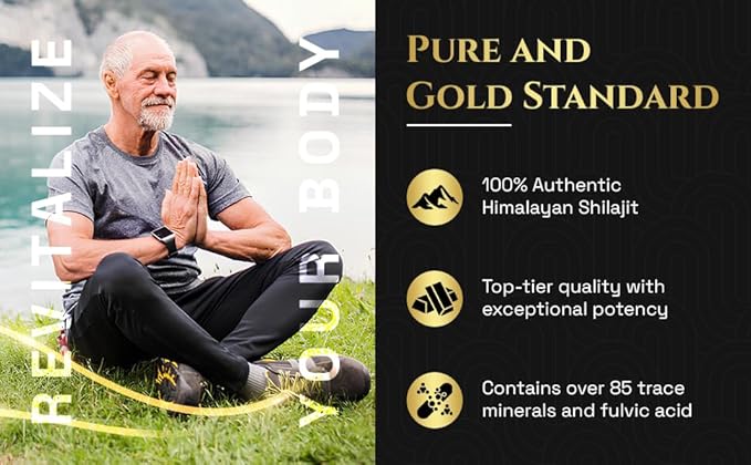 Himalayan Shilajit - 60 Capsules - Premium Quality - Pure Organic - Fulvic & Humic Acid with 85+ Minerals for Immunity, Strength & Energy - 60 Days Supply - 18000 ft