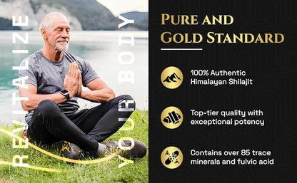 Himalayan Shilajit - 60 Capsules - Premium Quality - Pure Organic - Fulvic & Humic Acid with 85+ Minerals for Immunity, Strength & Energy - 60 Days Supply - 18000 ft