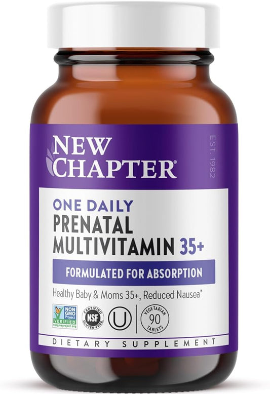New Chapter Prenatal Vitamins, One Daily Prenatal Multivitamin Enhanced for Age 35+ with Methylfolate + Choline for Healthy Mom & Baby, Gluten Free & Non-GMO- 90 ct