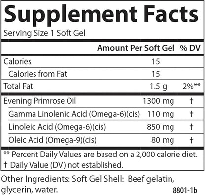 Carlson - Golden Primrose, 1300 mg Evening Primrose Oil, Cold-Pressed, Healthy Skin, Women's Health & Optimal Wellness, 90 Softgels
