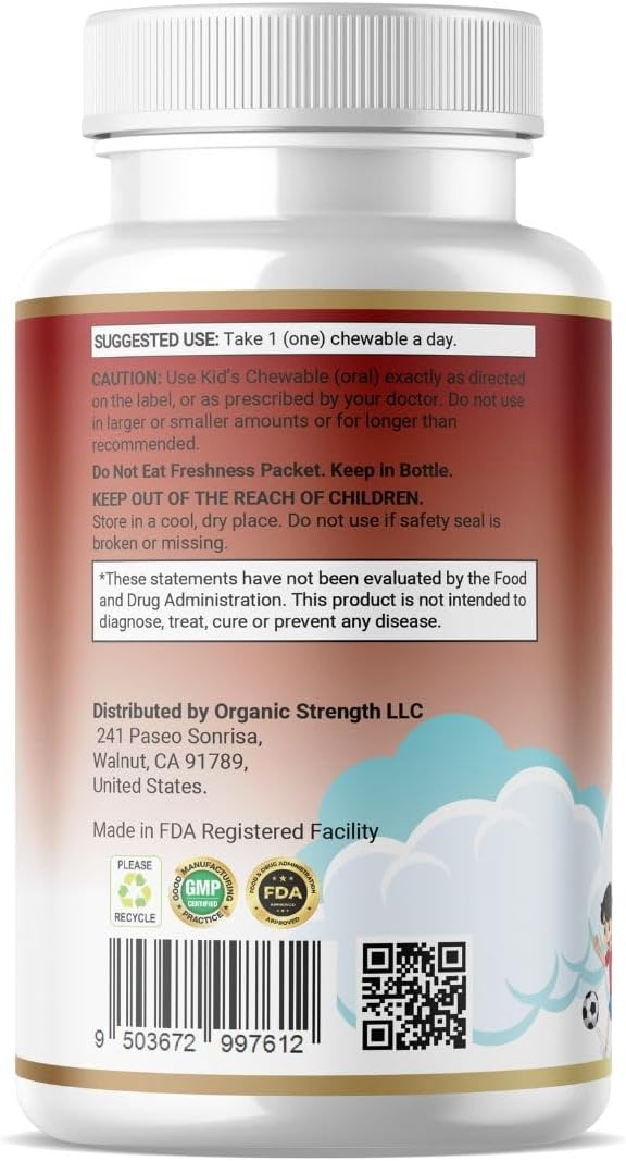 Kids 1 Chewable A Day Halal Multivitamins for Age 4-12, 60 Servings