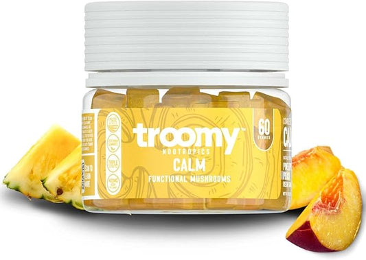 Troomy Reishi Calm Gummies Natural Pineapple Peach Flavor, Gelatin-Free, Gluten-Free, and Vegetarian - 60 Count
