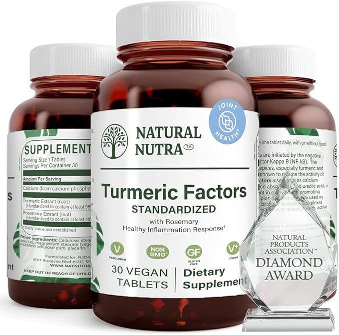 Natural Nutra Turmeric Curcumin with 95% Curcuminoids Extract Supplement with Rosemary for Brain Health, Enhances Memory and Improves Concentration, Improve Digestion 350 mg, 30 Vegan Tablets