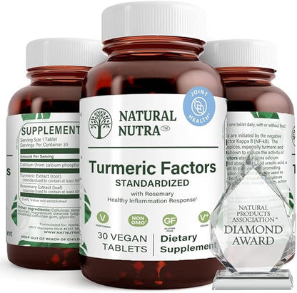 Natural Nutra Turmeric Curcumin with 95% Curcuminoids Extract Supplement with Rosemary for Brain Health, Enhances Memory and Improves Concentration, Improve Digestion 350 mg, 30 Vegan Tablets