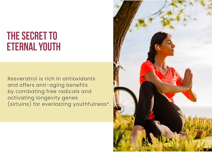 Ancient Bliss Resveratrol Powerful Antioxidant Supplement with Green Tea, Grape Seed Extract for Healthy Aging for Men & Women