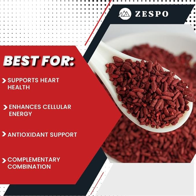 Red Yeast Rice 650mg with CoQ10 – Vegan Formula with Natural Ingredients – No Artificial Additives – 60 Capsules