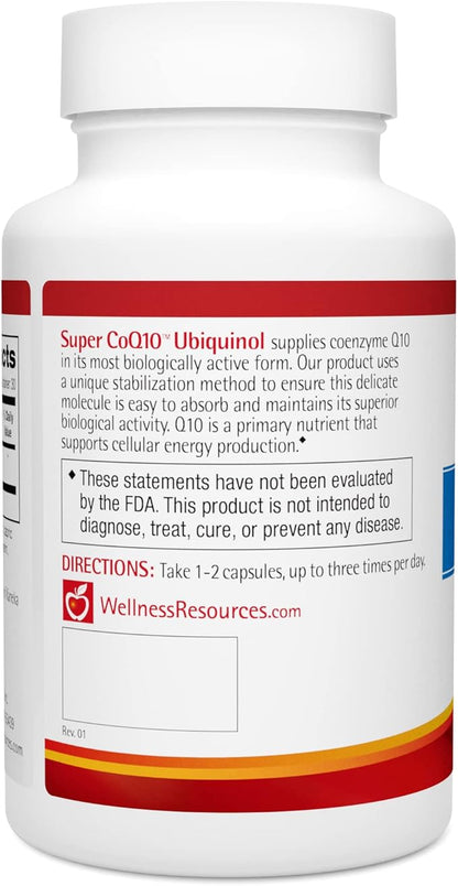 Wellness Resources Super CoQ10 Ubiquinol - CoQH-CF® Patented Stable and Crystal-Free, Soy-Free (100mg, 60 Capsules)