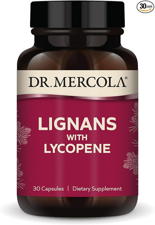 Dr. Mercola Lignans with Lycopene Supplement, 30 Servings (30 Capsules), Non GMO, Soy Free, Gluten Free