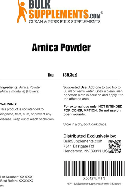 BulkSupplements.com Arnica Powder - Arnica Montana Powder, from Dried Arnica Flower - Arnica Flower Powder, Servings Vary, 1kg (2.2 lbs) (Pack of 1)