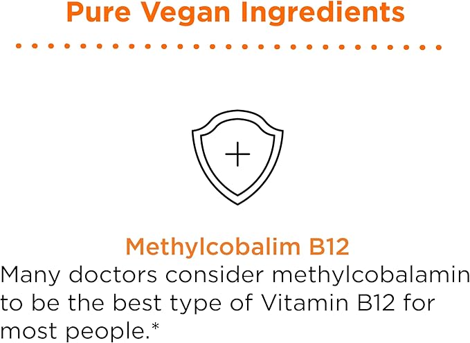 nbpure Organic & Vegan Vitamin Methyl B12 Spray – Natural Energy, Mood, & Nerve System Support for Women, Men, Kids – 500mcg Liquid Methylcobalamin Per Spray