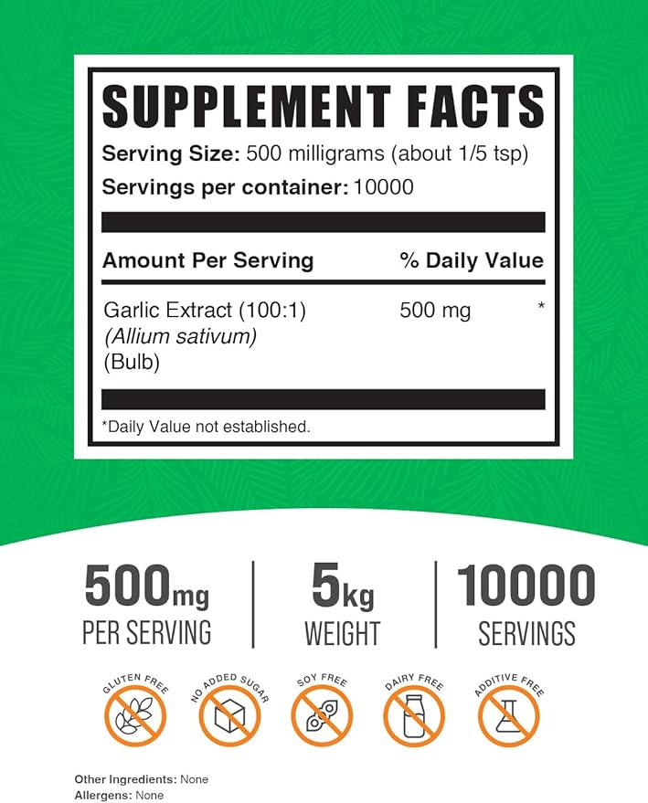 BulkSupplements.com Garlic Extract Powder - Antioxidants Supplement - Garlic Extract Supplement - Garlic Supplements - Blood Circulation Supplements (5 Kilograms - 11 lbs)