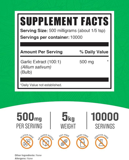 BulkSupplements.com Garlic Extract Powder - Antioxidants Supplement - Garlic Extract Supplement - Garlic Supplements - Blood Circulation Supplements (5 Kilograms - 11 lbs)