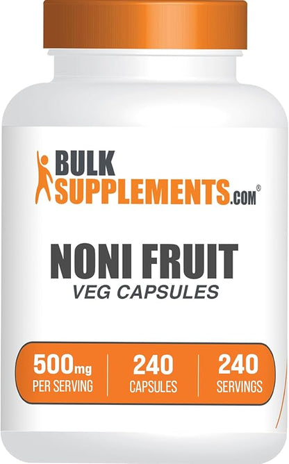 BulkSupplements.com Noni Extract Capsules - Noni Fruit 500mg, Superfood Supplement, Noni Fruit Supplement - Gluten Free, 1 Capsule per Serving, 240 Veg Capsules (Pack of 1)
