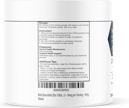 Zinc Oxide Powder - Zinc Oxide Supplement - Zinc Powder for Immune Support - Gluten Free - 50mg per Serving - 250g