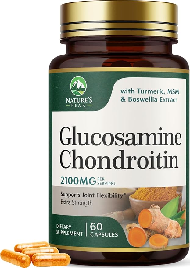 Glucosamine Chondroitin MSM Complex – Joint Supplement with Turmeric, Boswellia & Quercetin – Advanced Formula for Knee, Back, Hand & Hip Discomfort – Mobility & Flexibility Support – 60 Capsules