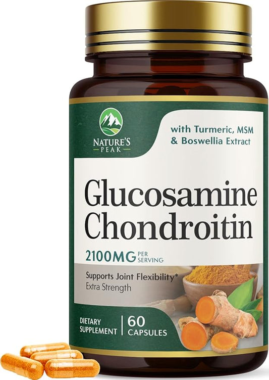Glucosamine Chondroitin MSM Complex – Joint Supplement with Turmeric, Boswellia & Quercetin – Advanced Formula for Knee, Back, Hand & Hip Discomfort – Mobility & Flexibility Support – 60 Capsules
