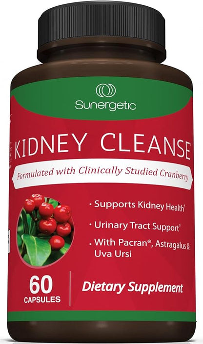 Premium Kidney Cleanse Supplement – Powerful Kidney Support Formula with Cranberry Extract Helps Support Healthy Kidneys & Urinary Tract Support– 60 Vegetarian Capsules