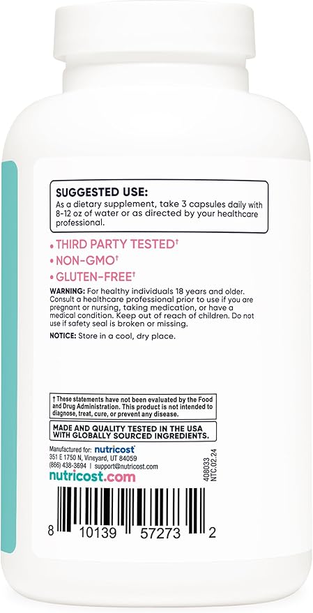 Nutricost D-Mannose with Cranberry Extract for Women 1300mg 180 Capsules