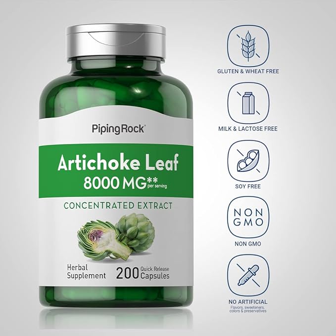 Piping Rock Artichoke Leaf Extract Supplement | 8000mg | 200 Capsules | Non-GMO & Gluten Free