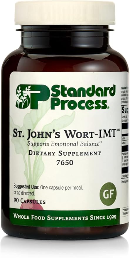 Standard Process Inc. St John's Wort-IMT - Whole Food Mental Health and Stress Relief with Organic Carrot, Alfalfa, Carrot Oil, Calcium Lactate, Inositol, Iodine, and Magnesium Citrate - 90 Capsules