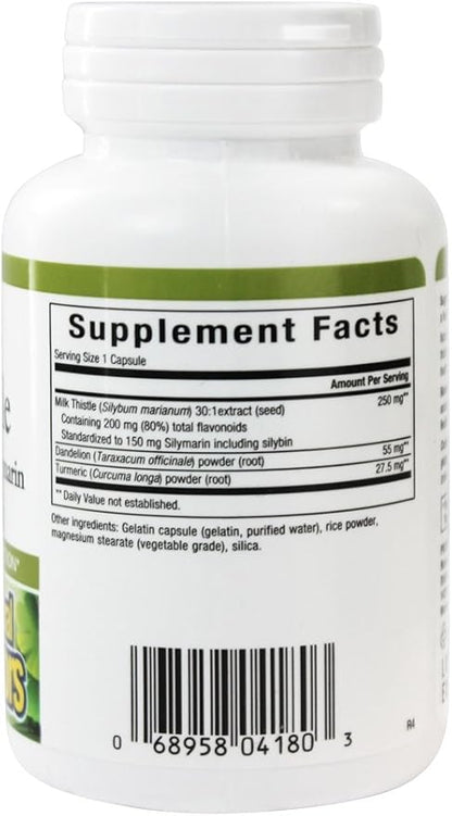 Natural Factors HerbalFactors, Milk Thistle 250 mg, Promotes Healthy Liver Function with Dandelion and Turmeric, 60 Capsules