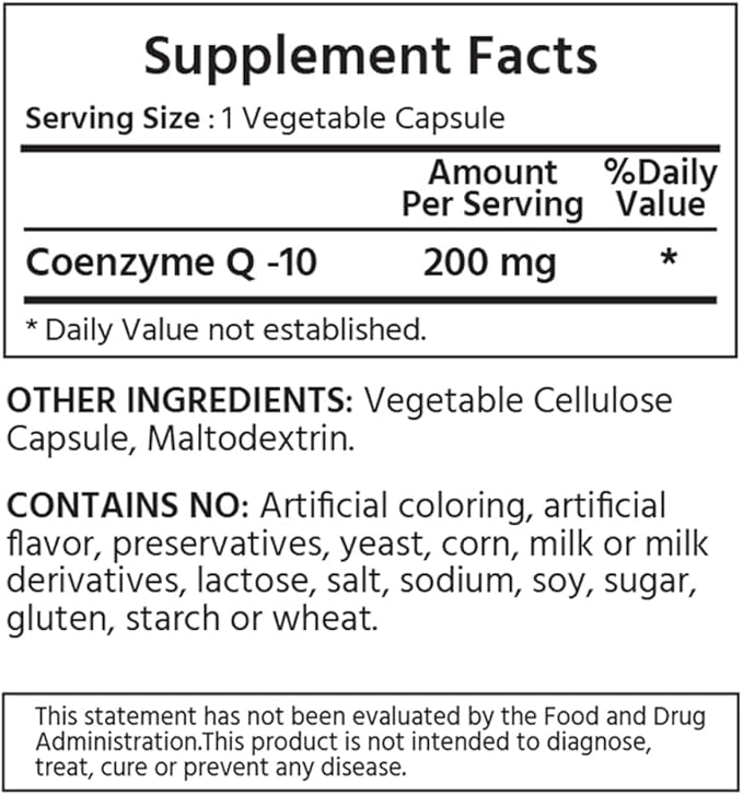 Pure CoQ-10 200 mg, 240 Vegetable Capsules. One a Day (6-Month Supply). Premium Quality